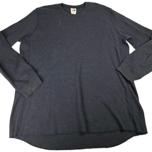 The North‎ Face Men's Waffle Knit Long Sleeve Shirt Navy Blue XXL - Picture 1 of 7